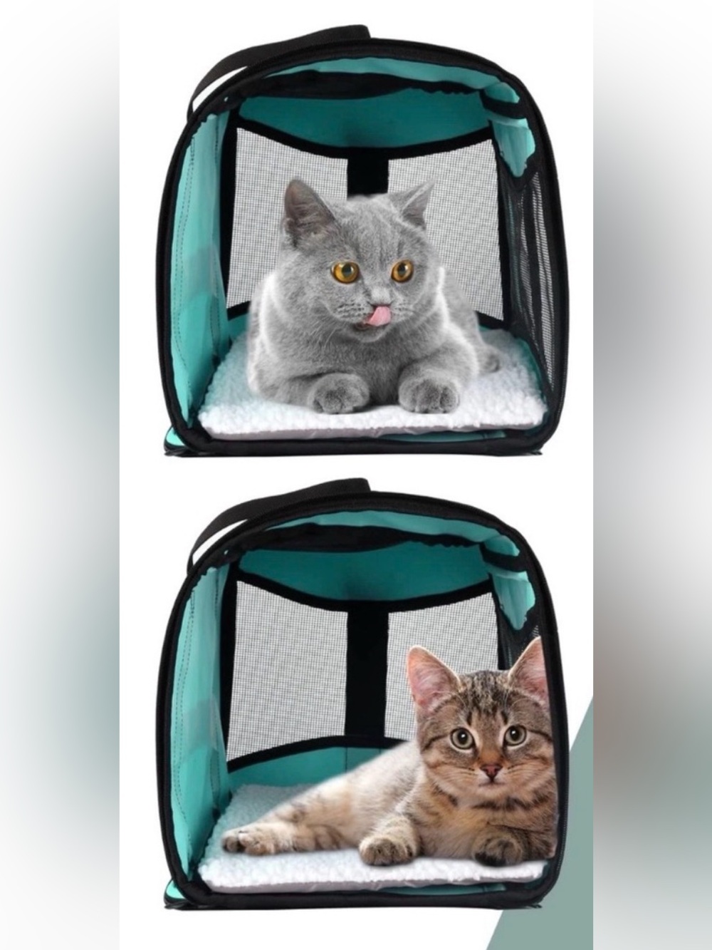 PET CARRIER TSA Airline Approved Soft-Sided SEA GREEN to 15lbs 18x11 1/4x11 1/2”